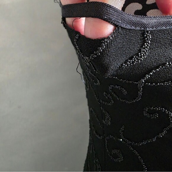 Vintage Black Halter Beaded Maxi Dress Cache Sz M - Picture 9 of 16